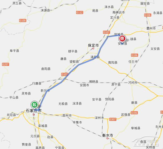 石太高速——石家庄——京石高速——津保高速——容城出口下高速右转